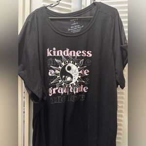 Torrid Black Graphic Tee with Pink and White Design